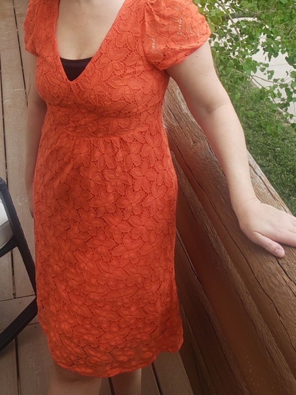 Leifnotes Dogflora coral orange lace dress